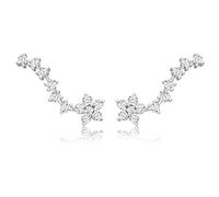 Tuscany Silver Women's Sterling Silver Rhodium Plated Cubic Zirconia Flower Comet Crawler Earrings