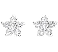 Tuscany Silver Women's Sterling Silver Rhodium Plated Cubic Zirconia Flower Stud Earrings