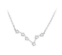 Tuscany Silver Women's Sterling Silver Rhodium Plated CZ Pisces Star Constellation Necklace - 43cm/17-46cm/18