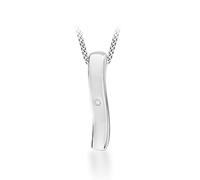 Tuscany Silver Women's Sterling Silver Rhodium Plated Diamond Set Wave Bar Pendant on Curb Chain of 46cm/18