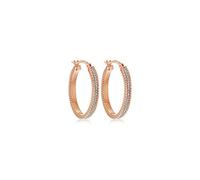 Tuscany Silver Women's Sterling Silver Rose Gold Plated 24.8mm Stardust Hoop Creole Earrings