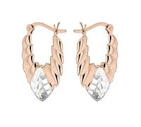 Tuscany Silver Women's Sterling Silver Rose Gold Plated Deco Laurel Creole Earrings