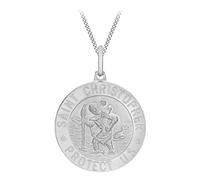 Tuscany Silver Women's Sterling Silver St Christopher Pendant on Curb Chain of 51cm/20
