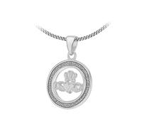 Tuscany Silver Women's Sterling Silver Stardust Claddagh Pendant on Curb Chain - 46cm/18