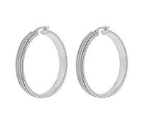 Tuscany Silver Women's Sterling Silver Stardust Creole Hoop Earrings - 40mm