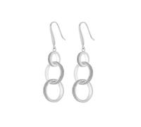 Tuscany Silver Women's Sterling Silver Stardust Linked Rings Drop Earrings - 14.8mm x 54mm