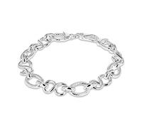Tuscany Silver Women's Sterling Silver Textured Oval Link and Figure 8 Link Bracelet of 20cm/8"