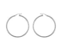 Tuscany Silver Women's Sterling Silver Twist Diamond Cut Hoop Creole Earrings (30)