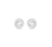 Tuscany Silver Women's Sterling Silver Twisted CZ Halo Stud Earrings