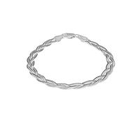 Tuscany Silver Women's Sterling Silver Twisted Flexible Herringbone Bracelet of 19cm/7.5