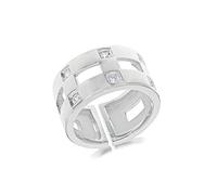 Tuscany Silver Women's Sterling Silver White Cubic Zirconia Open Ring, Size P