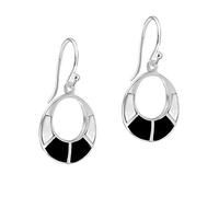 Tuscany Silver Women's Sterling Silver White Mother of Pearl and Black Onyx 17 x 24 mm Cut Out Drop Earrings
