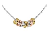 Tuscany Silver Women's Sterling Silver Yellow and Rose Gold Plated Rings on Prince of Wales Chain Necklace of Length 46cm
