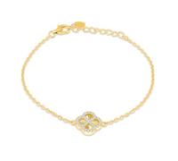 Tuscany Silver Women's Sterling Silver Yellow Gold Plated 11mm Rainbow Clover and 1.1mm White CZ Adjustable Bracelet 16cm/6.25' - 19cm/7.5'