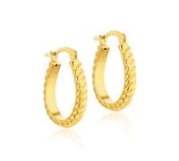 Tuscany Silver Women's Sterling Silver Yellow Gold Plated 18.5mm x 27mm Oval Twisted Creole Earrings