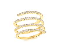 Tuscany Silver Women's Sterling Silver Yellow Gold Plated With CZ 10.5mm Spiral Ring #54