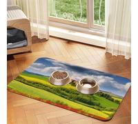 Tuscany Spring Pet Feeding Mat Absorbent Pu Leather Dog Cat Food Mats Contain Spills Protects Floors, Anti-Slip Rubber Backing Dog Bowl Mats Easy Clean Pet Placemats 40x60cm