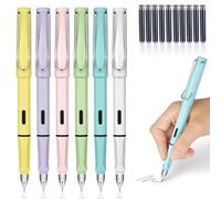TuseRxln 6Pcs Fountain Pen Ink Set, Fountain Pen for Writing, Replaceable Fountain Pen Set 0.38mm Nib Refillable Ink, Smooth Writing for Journaling Lettering Office School Supplies