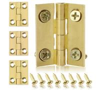 TuseRxln Copper Small Hinges for Wood, 4Pcs Small Hinges with Hinge Fixing Screws, Brass Folding Butt Hinges, Door Hinges for Crafts Dollhouse Door Cabinet Decoration (1 Inch, Gold)