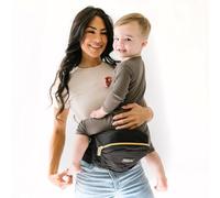 TushBaby Safety Certified Baby Hip Seat Carrier - Ergonomic Waist Baby Holder / Baby Seat for Newborn, Toddlers & Children - The Original, Premium Hip Baby Carrier - Black/Gold