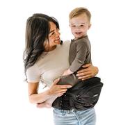 Tushbaby Safety-Certified Hip Carrier for Babies & Toddlers: Machine Washable Child Waist Seat for One Hand Support with Multi-Pocket Storage (23”-44” Waist, Holds Kids 0-3 yrs up to 45lbs) Black