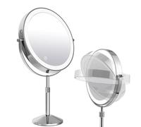 TUSHENGTU Makeup Mirror with Lights and 10x Magnifying LED Rechargeable, 360° Rotating Adjustment,Vanity Swivel Mirror 3 Colors