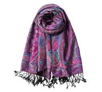 TUSHUSTY Pashmina Feel Shawls Wraps Rave Scarf for Women Soft Silky Reversible Men Scarves Hijab, Purple Pink Black, Large