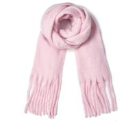 TUSHUSTY Winter Women Chunky Scarf Warm Blanket Big Thick Large Oversized Wrap Colorful Long Solid Scarves, Pink, Large