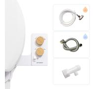 Tushy 3.0 Warm Water Spa Bidet Attachment | Self Cleaning Fresh Water Sprayer + Adjustable Pressure Nozzle, Angle Control, Bamboo Knobs