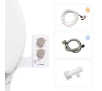TUSHY Warm Water Spa Bidet Attachment | Self Cleaning Fresh Sprayer + Adjustable Pressure Nozzle, Angle Control, Cool to Warm Water Temp Option, Spa 3.0 (White/Platinum)