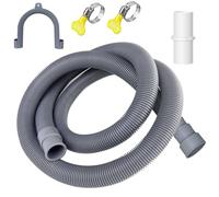 Tusino Di scarico Della Lavatrice - Corrugated Washing Machine Pipe, Drain Pipe Kit | Flexible Drain Drum for Washers and Dishwashers, Includes 1 Adapter, 2 Hose Clamps and 1 Bit