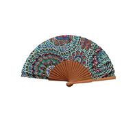 Tusitala Barcelona - Abanico Aire - Wooden and Cotton Spanish Fan - Handmade Fashion Accessory - Natural Jute Cover Included - Original Gift - 23 cm. - Geometries Collection, Air, 23 cm