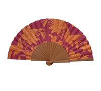 Tusitala Barcelona - Alba Fan - Spanish Wood and Cotton Fan - Fashion accessory Handmade fashion accessory - Natural Jute Cover Included - Original Gift - 23 cm.