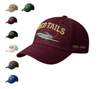 Tuskegee Airmen Red Tails Heritage Cap, Vintage Tuskegee Baseball Cap Red Tail, Adjustable Military Tribute Hat, Unisex (2)