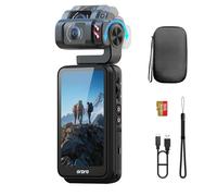 Tussvie 5K Vlogging Camera, 3.5'' Rotatable Touchscreen Vlog Camera, 1/2.5'' CMOS, 4K/60FPS & 5K/30FPS Video, 360Mins Long Time,IR Night Vision Video Camera with 64G SD Card for Vlog/YouTube