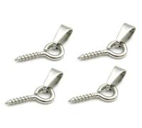 Tustao 20 Pieces Silver Pearl Pins Peg Bail Pendants Eye Pin Bail Pegs Stainless Steel Cup Pearl Screw Pendants Connector for Jewelry Making, Jewelry Making Eye Pins
