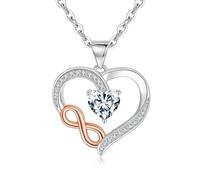 Tusuzik Necklaces for Women Infinity Heart Pendant Necklace Filled 925 Sterling Silver Rose Gold Romantic Jewellery Gifts for Her