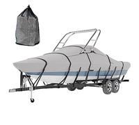 Tuszom 900D Wake Tower Boat Cover 100% Waterproof Marine Grade Polyester Canvas Trailerable Full Size Boat Cover for Wake Tower Boat