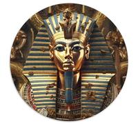 Tutankhamun Mask Jigsaw 1000 Piece Round Puzzle Ancient Egyptian Style Family Puzzle Game Home Decoration Gift 1000pcs (67.5x67.5cm)