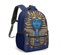 Tutankhamun Pharaoh Golden Mask All Over Print Backpack, Realistic Luxury Ancient Egyptian 16 Inch School Bag (04)
