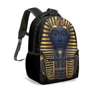 Tutankhamun Pharaoh Golden Mask All Over Print Backpack, Realistic Luxury Ancient Egyptian 16 Inch School Bag (02)