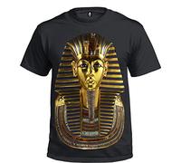 Tutankhamun Pharaoh Sublimation Front Print T Shirt Mummy Mask Egyptian Top Tee (XXL) Black