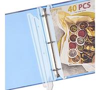 tutata 40Pcs 3 Hole Punched Magazine Holders, Magazine Organizer, 3 Ring Binder Insert Strips, Translucent White