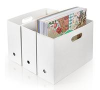 tutata Foldable Scrapbook Paper Storage Organizer, 12x12 Scrapbook Paper Storage, Plastic File Organizer, White, 3 Pack, TBK0026-3B