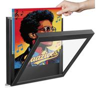 tutata Vinyl Record Frame, Wall-Mounted Record Album Frame, Front-Opening Record Shadow Box, Holds Up to 8 Albums, for 12x12 Inch LP Album Cover, Black