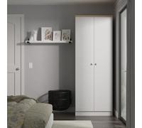 Tutbury Ready Assembled 2 Door Wardrobe in Grey Ash & Bardolino Oak - Welcome Furniture | TJ Hughes