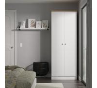 Tutbury Ready Assembled 2 Door Wardrobe in White Ash & Bardolino Oak - Welcome Furniture | TJ Hughes