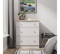 Welcome Furniture Ready Assembled Sussex 3 Drawer Deep Chest In Grey Ash & Bardolino Oak, Grey