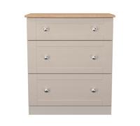 Welcome Furniture Ready Assembled Sussex 3 Drawer Deep Chest In Kashmir Ash & Bardolino Oak, Cream