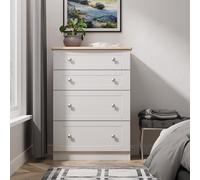 Welcome Furniture Ready Assembled Sussex 4 Drawer Deep Chest In Grey Ash & Bardolino Oak, Grey